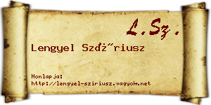 Lengyel Szíriusz névjegykártya